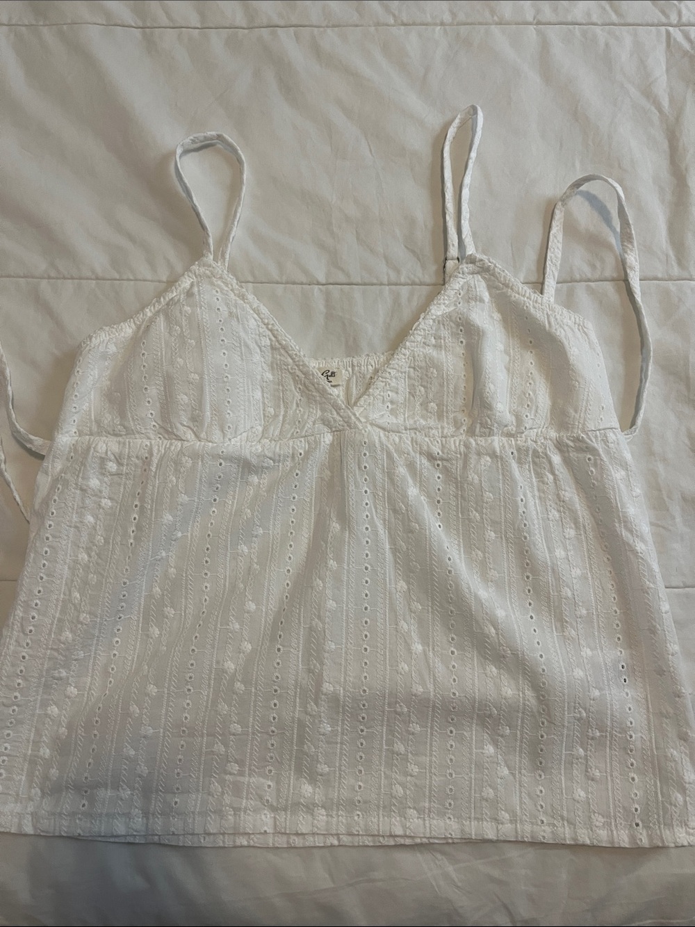 PacSun White Eyelet Spaghetti Strap Cami